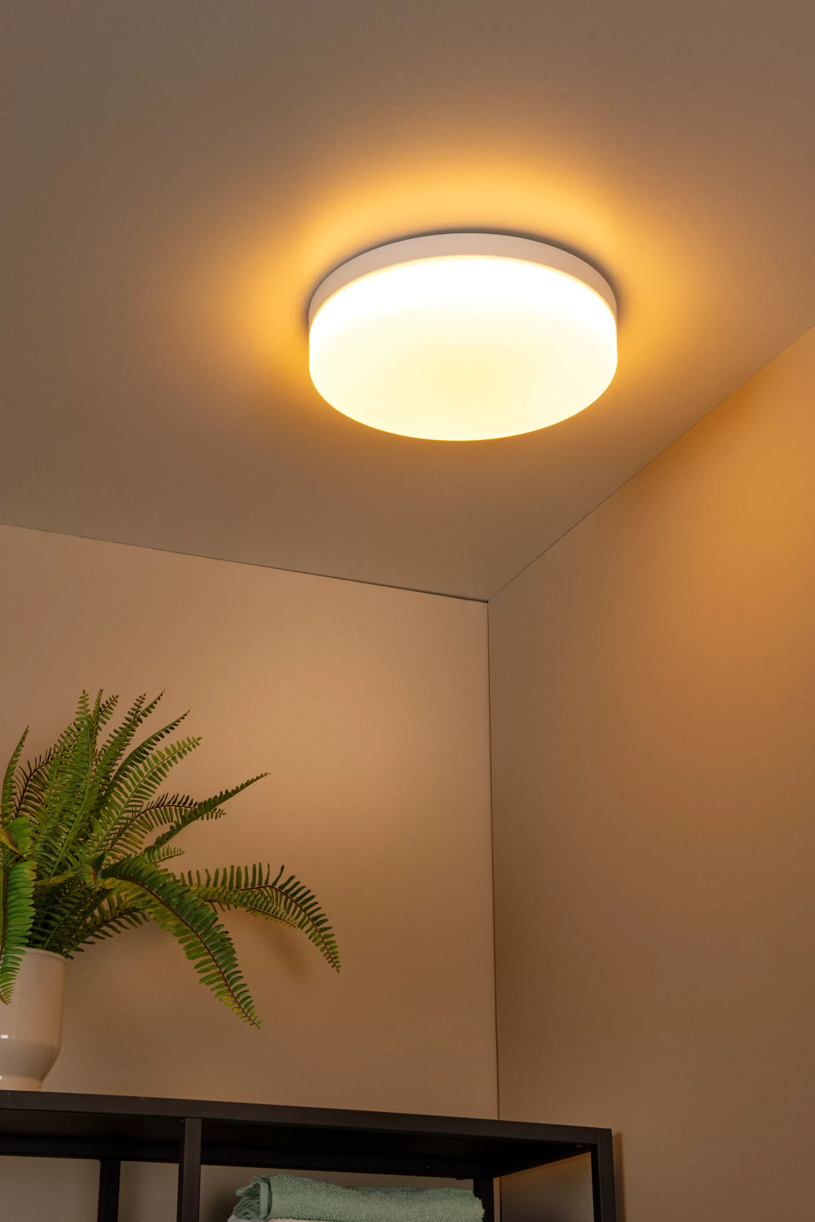 Flash Sale BISKIT - Plafonnière Badkamer - Ø 34,5 cm - LED - 1x24W 2700K - IP44 - Beweging & dag/nacht sensor - Wit Plafondlampen