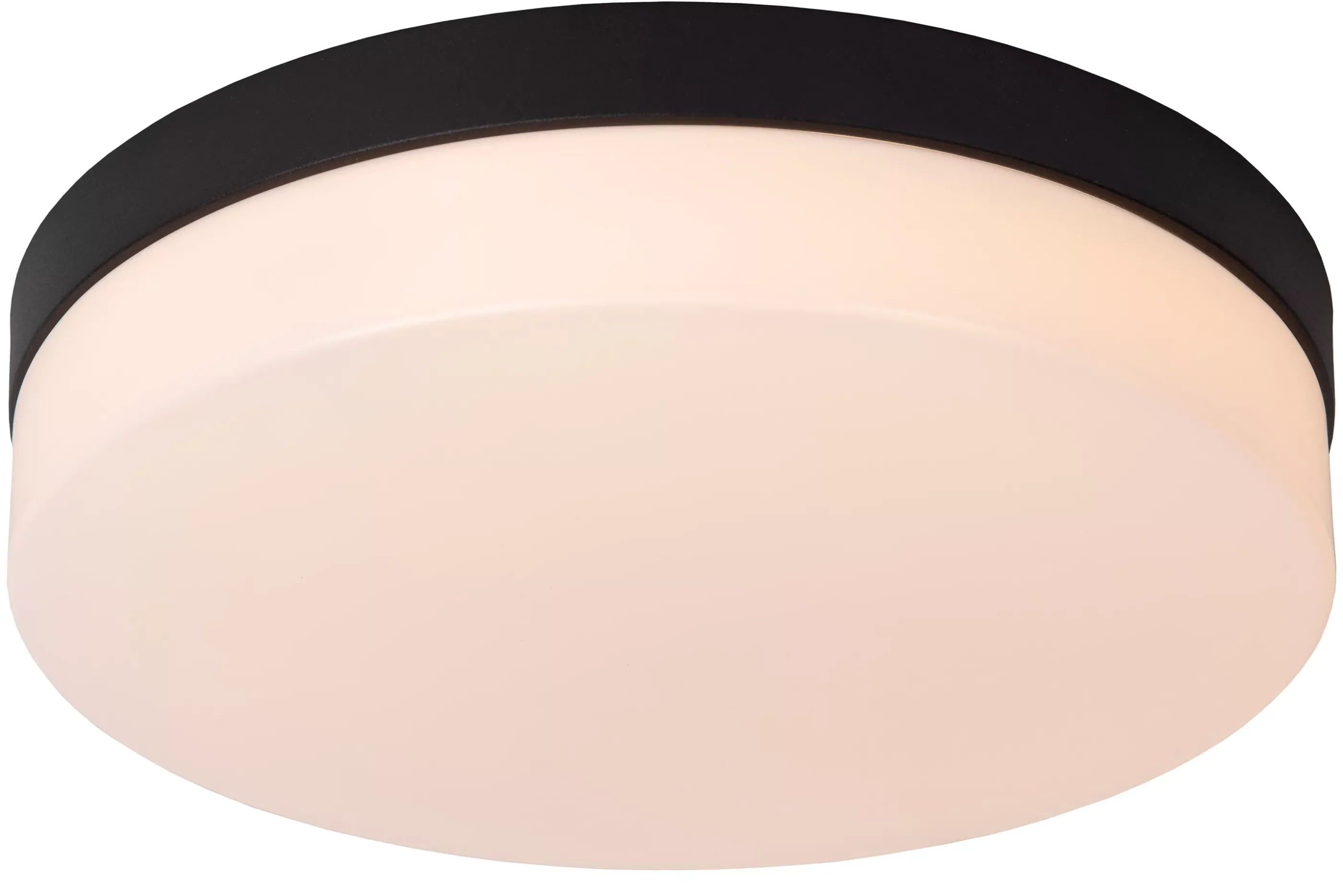Flash Sale BISKIT - Plafonnière Badkamer - Ø 28 cm - LED - 1x18W 2700K - IP44 - Beweging & dag/nacht sensor - Zwart Plafondlampen