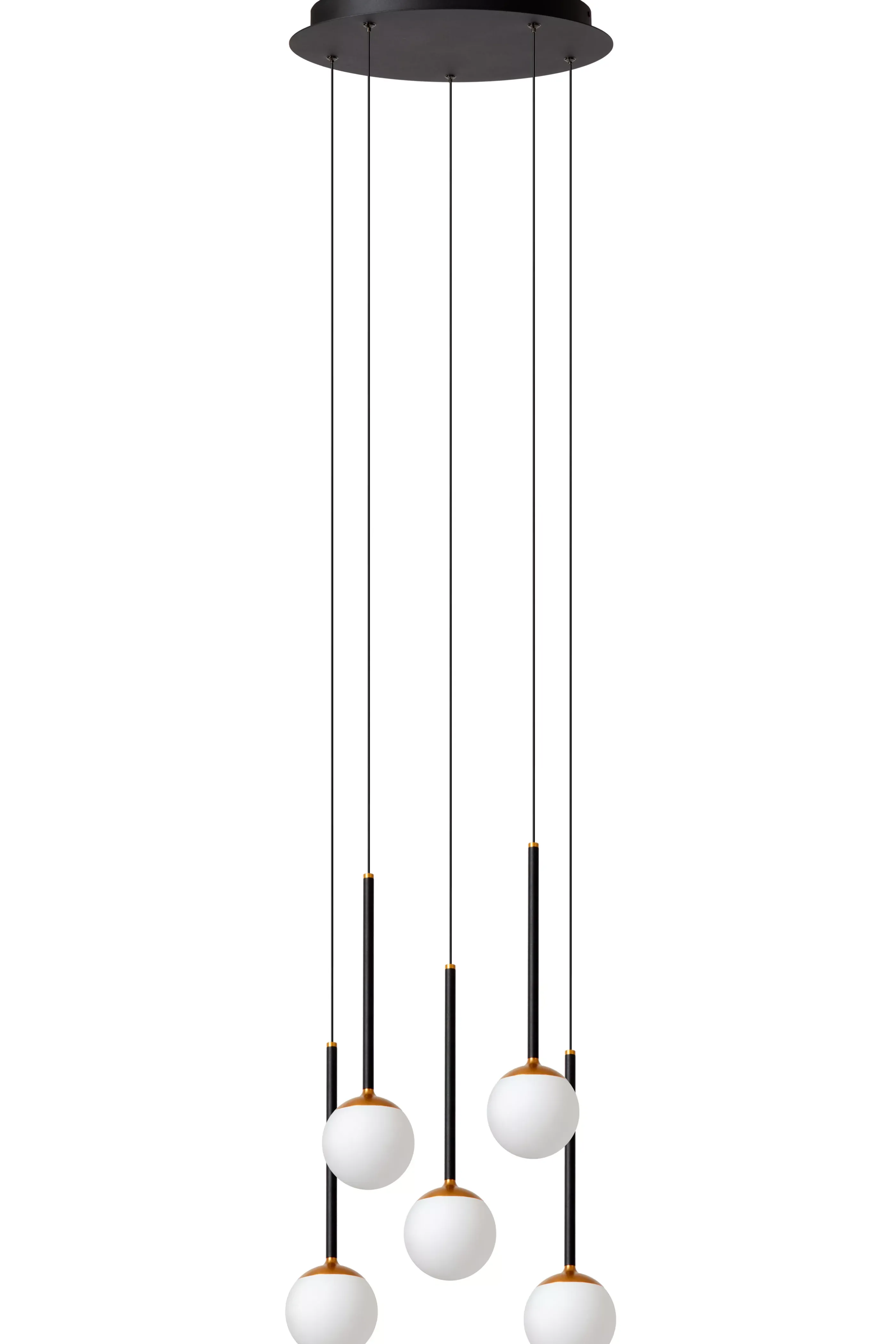 Clearance CALINA - Hanglamp - Ø 42 cm - LED Dimb. - 5x8,2W 2700K - Zwart Hanglampen