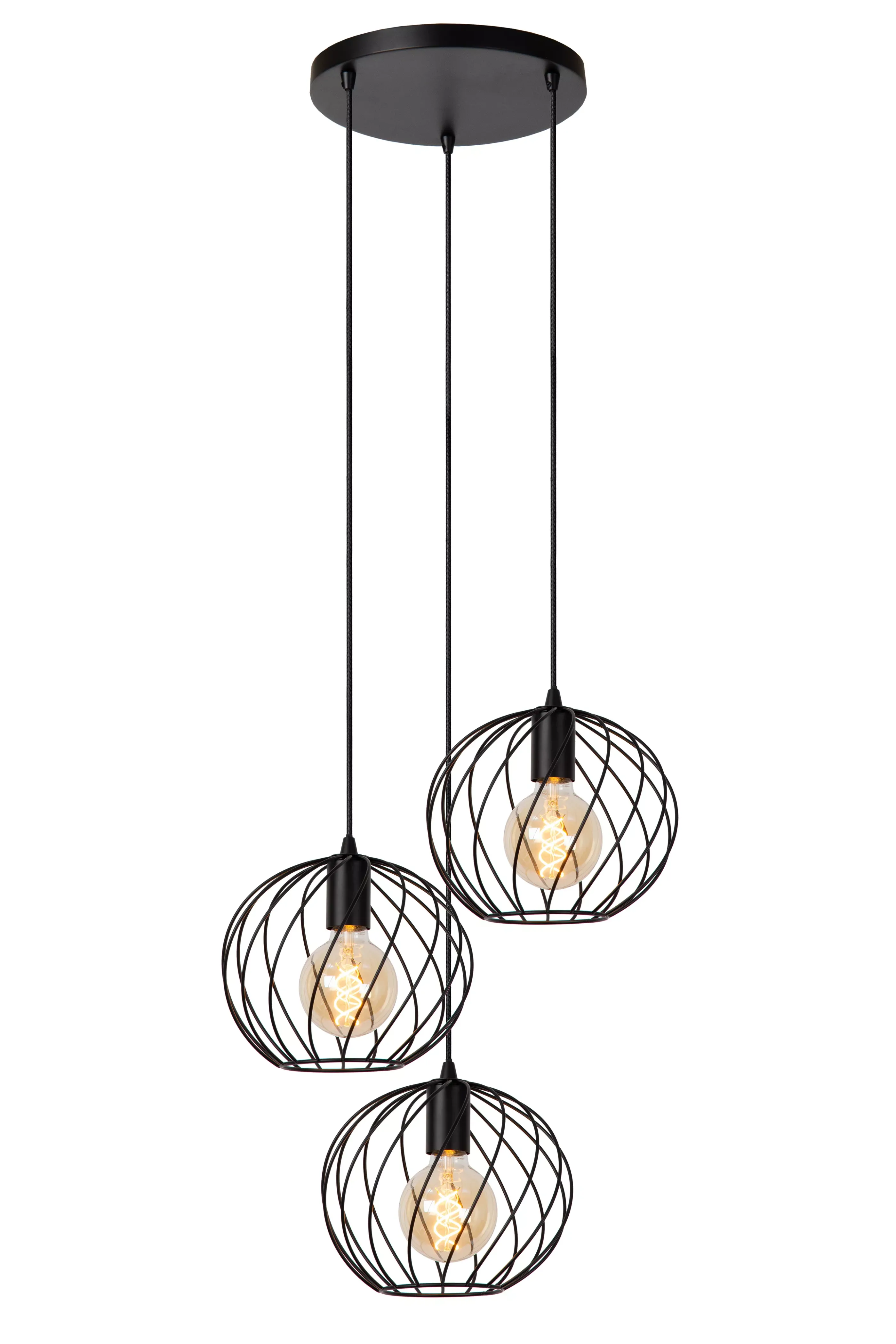 Clearance DANZA - Hanglamp - Ø 50 cm - 3xE27 - Zwart Hanglampen