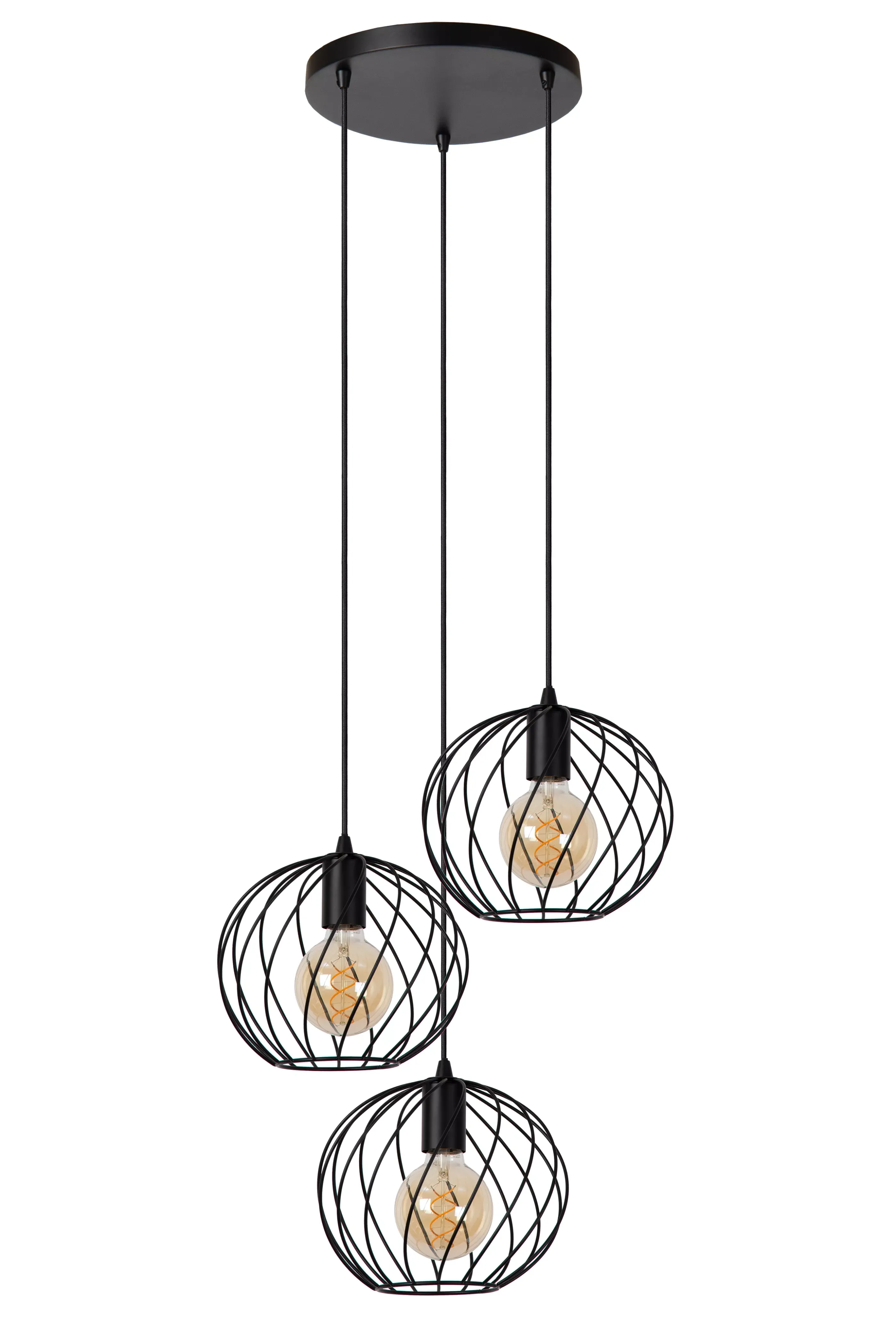 Clearance DANZA - Hanglamp - Ø 50 cm - 3xE27 - Zwart Hanglampen