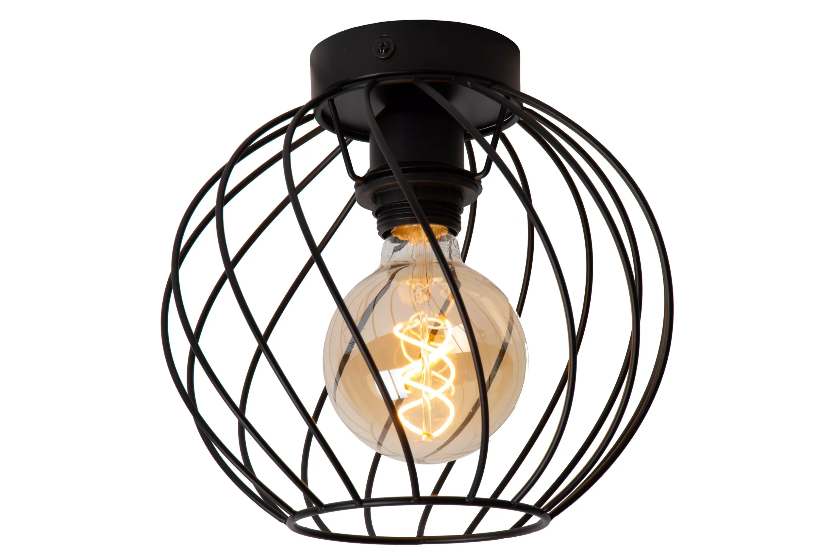 Fashion DANZA - Plafonnière - Ø 25 cm - 1xE27 - Zwart Plafondlampen