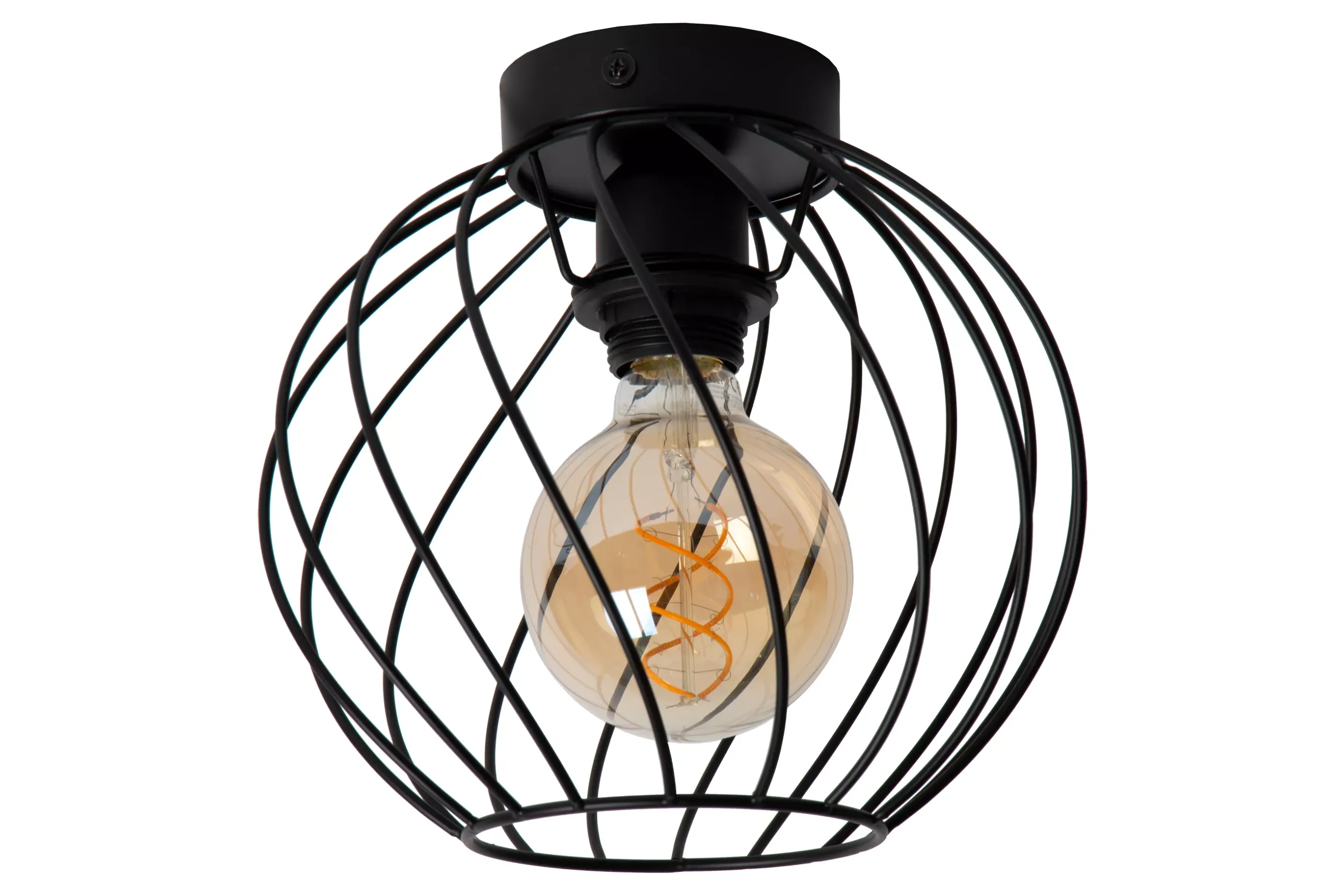 Fashion DANZA - Plafonnière - Ø 25 cm - 1xE27 - Zwart Plafondlampen