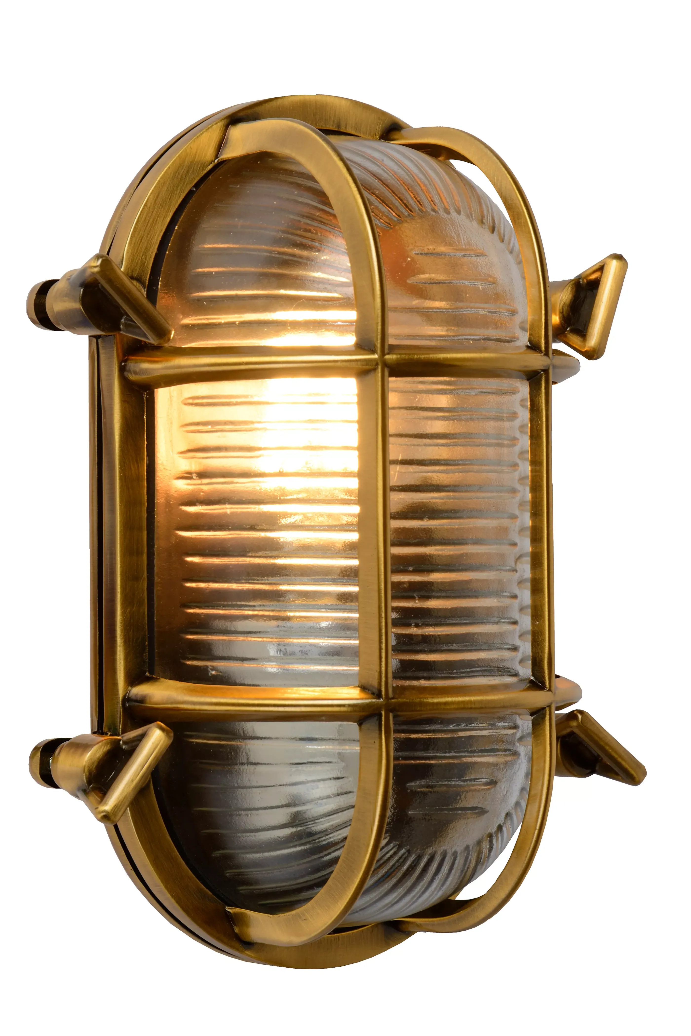 New DUDLEY - Wandlamp Binnen/Buiten - 1xE27 - IP65 - Mat Goud / Messing Wandverlichting Buiten