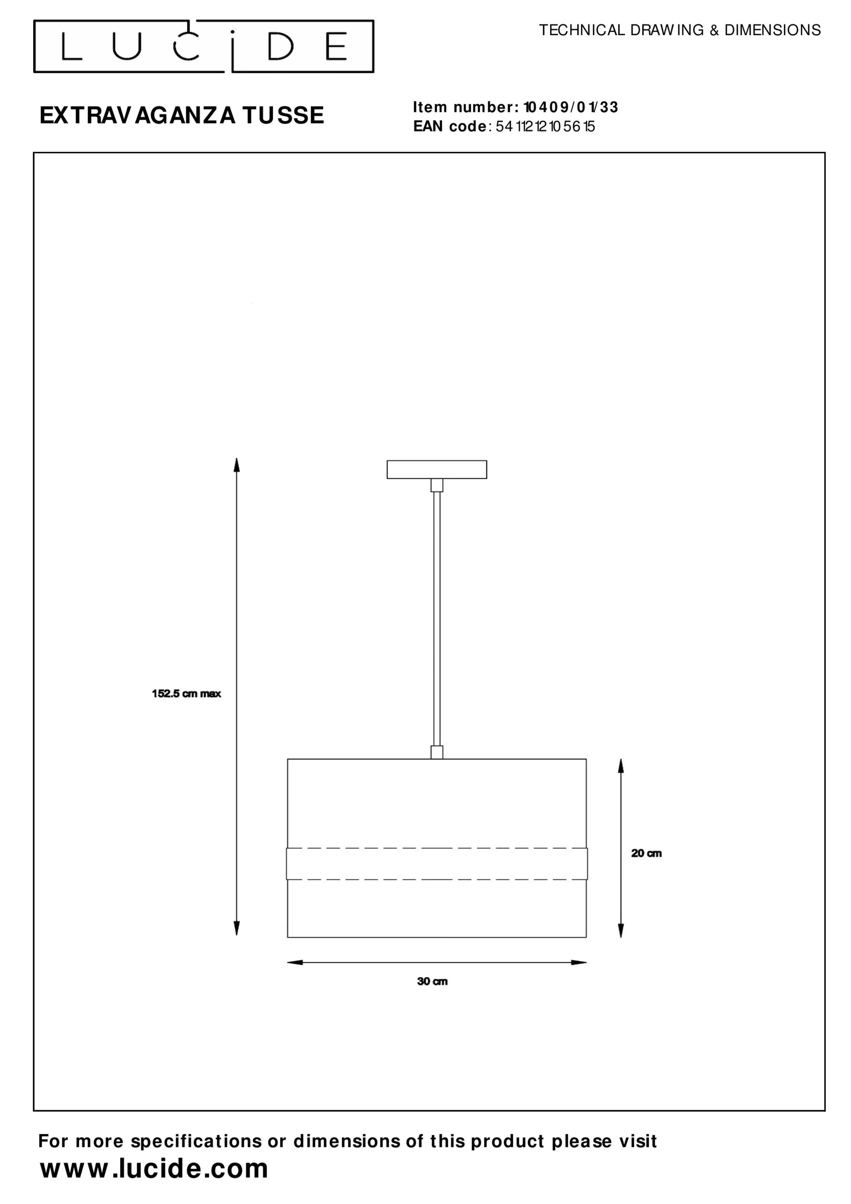 Outlet EXTRAVAGANZA TUSSE - Hanglamp - Ø 30 cm - 1xE27 - Groen Hanglampen