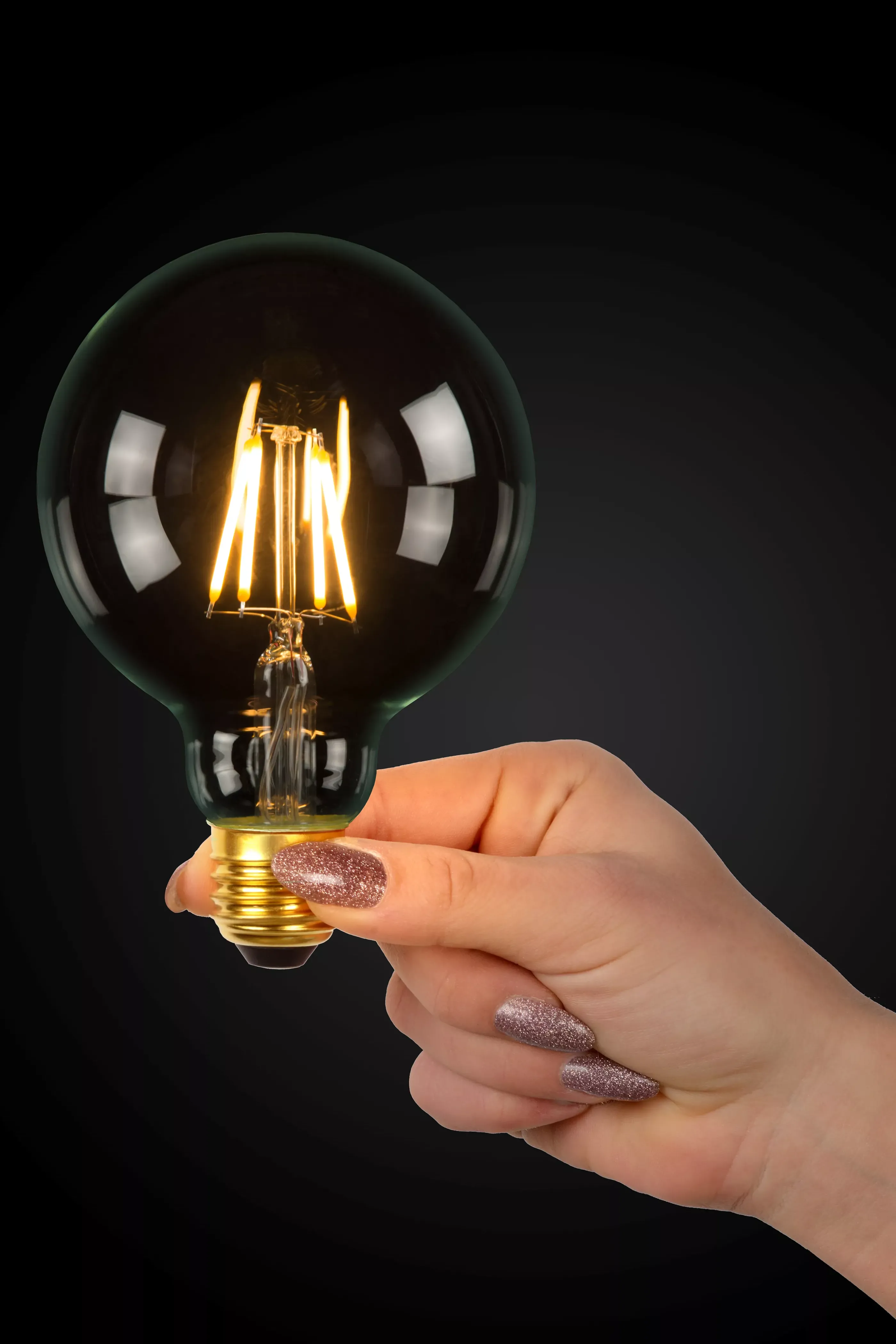 Online G125 Class B - Filament lamp - Ø 12,5 cm - LED Dimb. - E27 - 1x7W 2700K - Transparant Kooldraadlampen