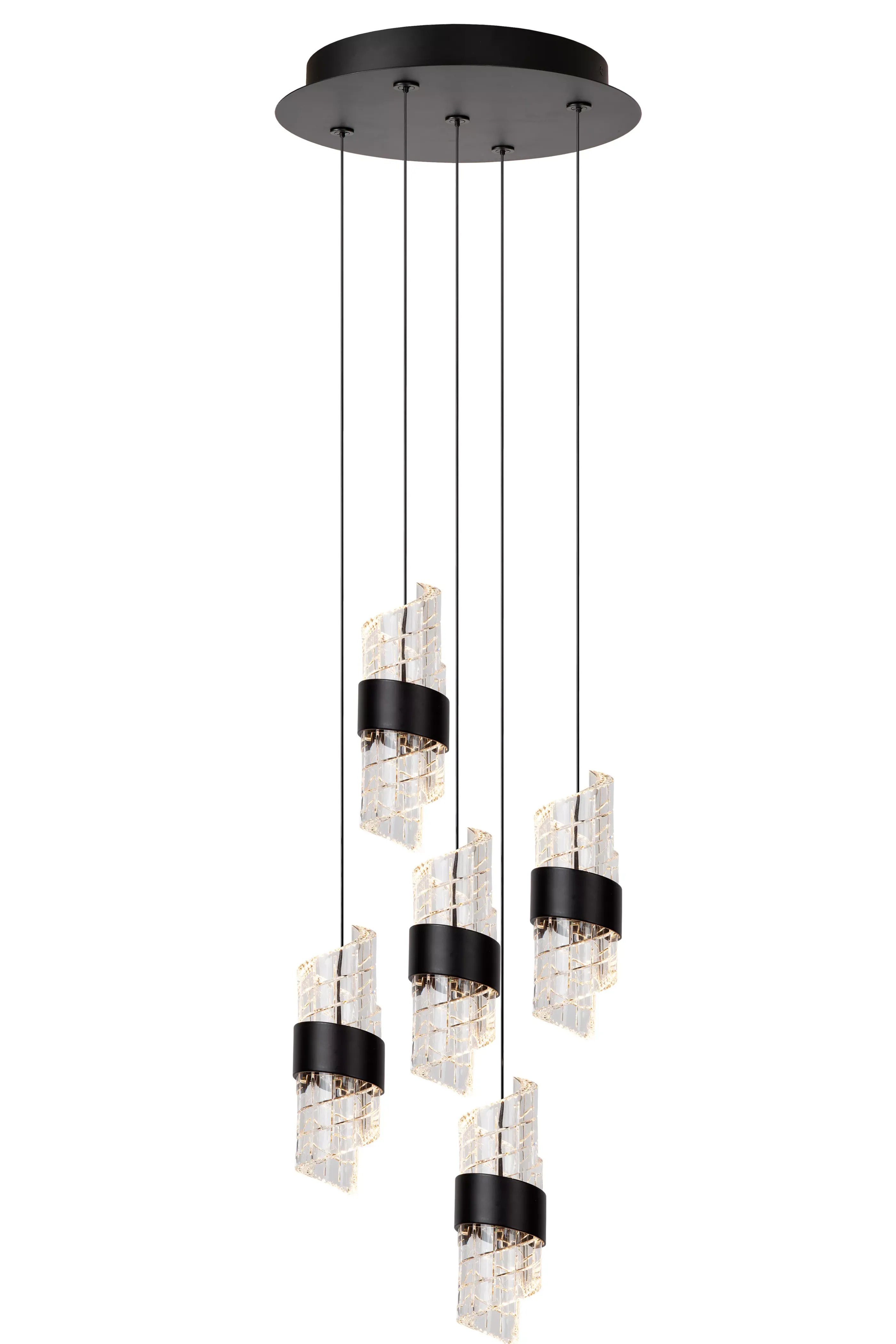 Hot KLIGANDE - Hanglamp - Ø 30 cm - LED Dimb. - 5x8W 2700K - Zwart Hanglampen