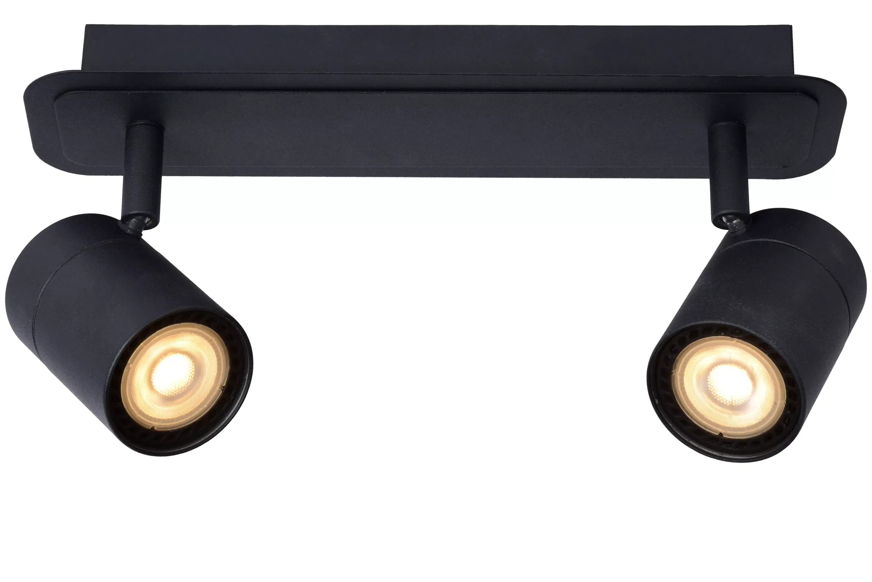 Outlet LENNERT - Plafondspot Badkamer - LED Dimb. - GU10 - 2x5W 3000K - IP44 - Zwart Plafondlampen