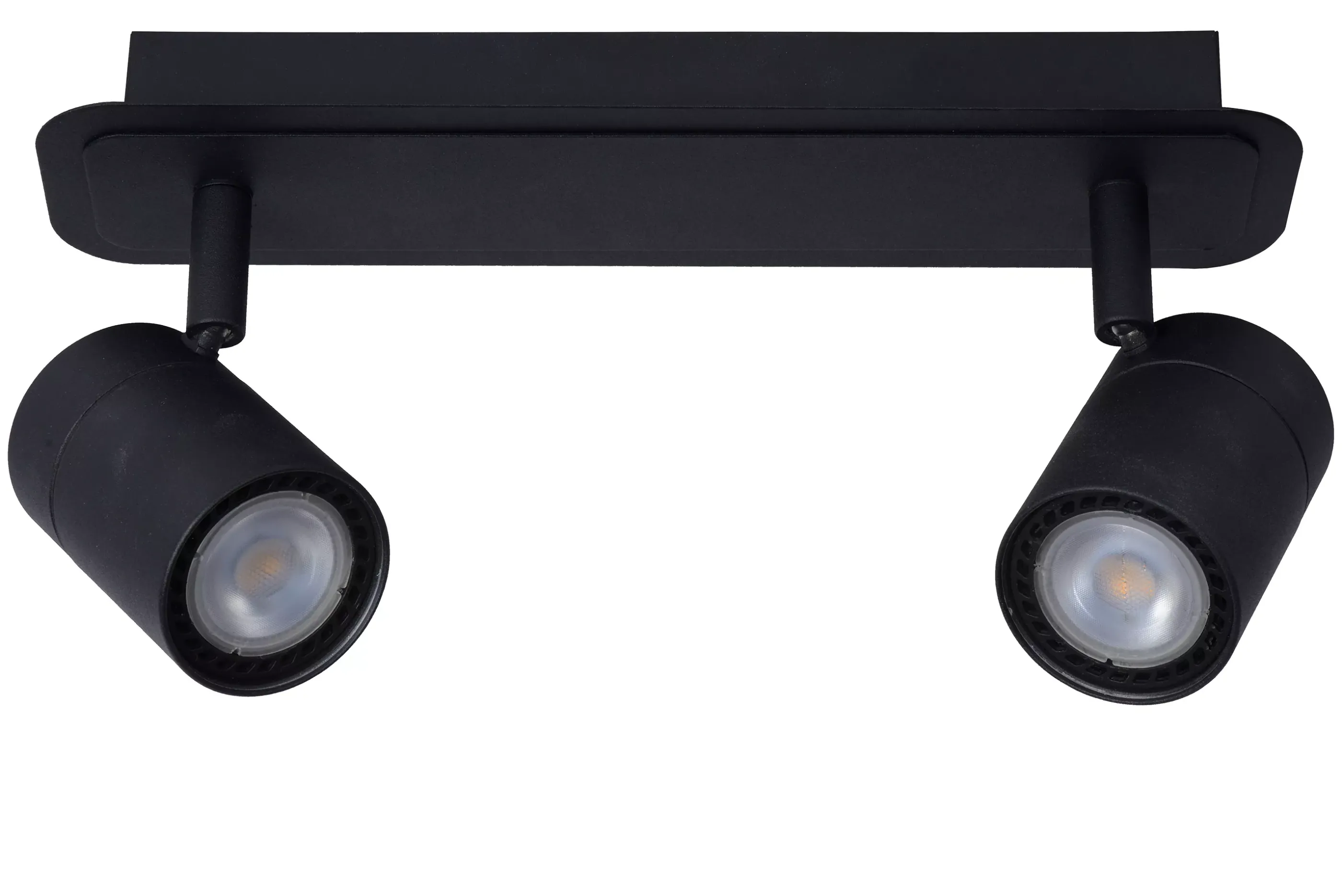 Outlet LENNERT - Plafondspot Badkamer - LED Dimb. - GU10 - 2x5W 3000K - IP44 - Zwart Plafondlampen