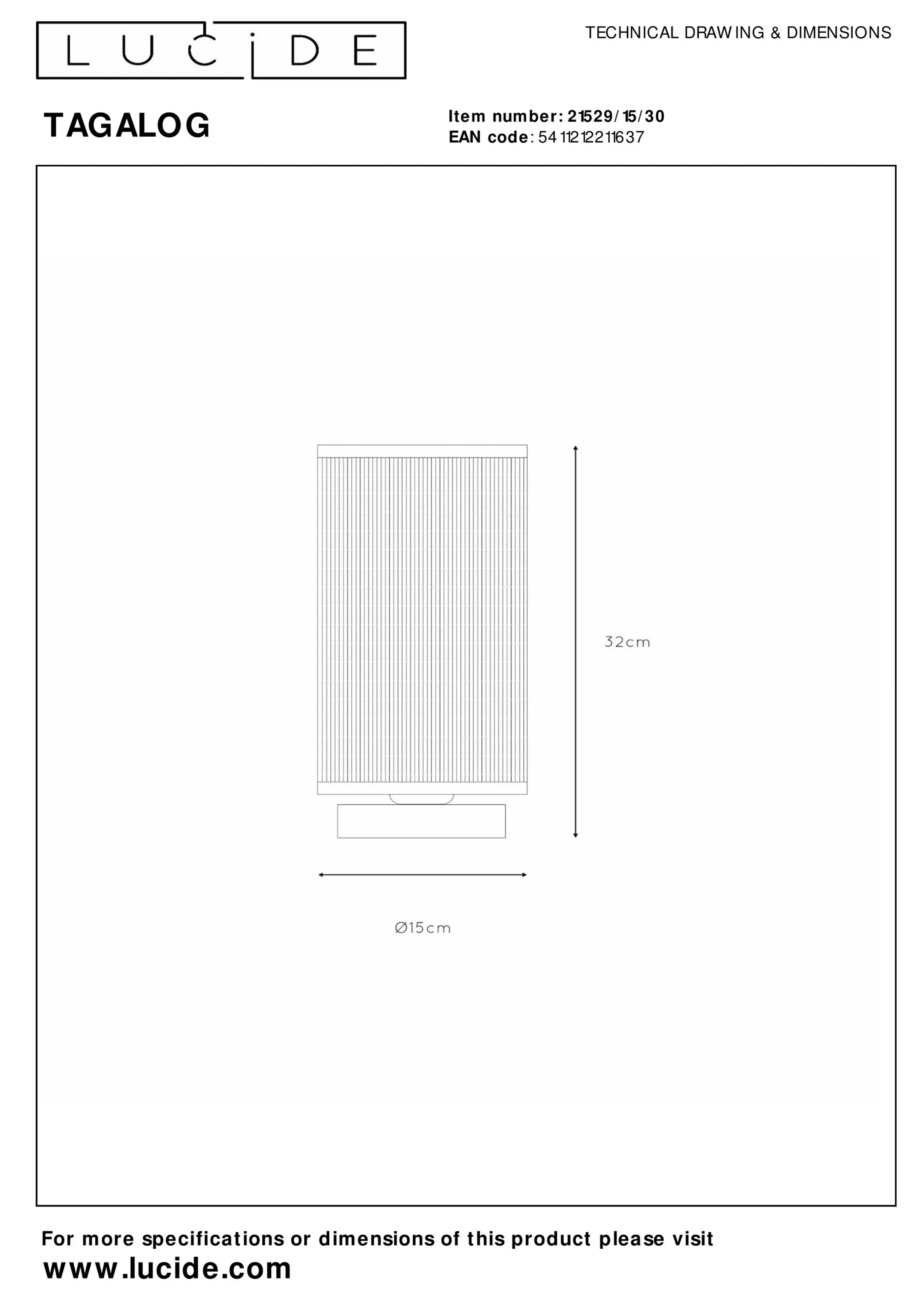 Online TAGALOG - Tafellamp - Ø 15 cm - 1xE27 - Zwart Tafellampen