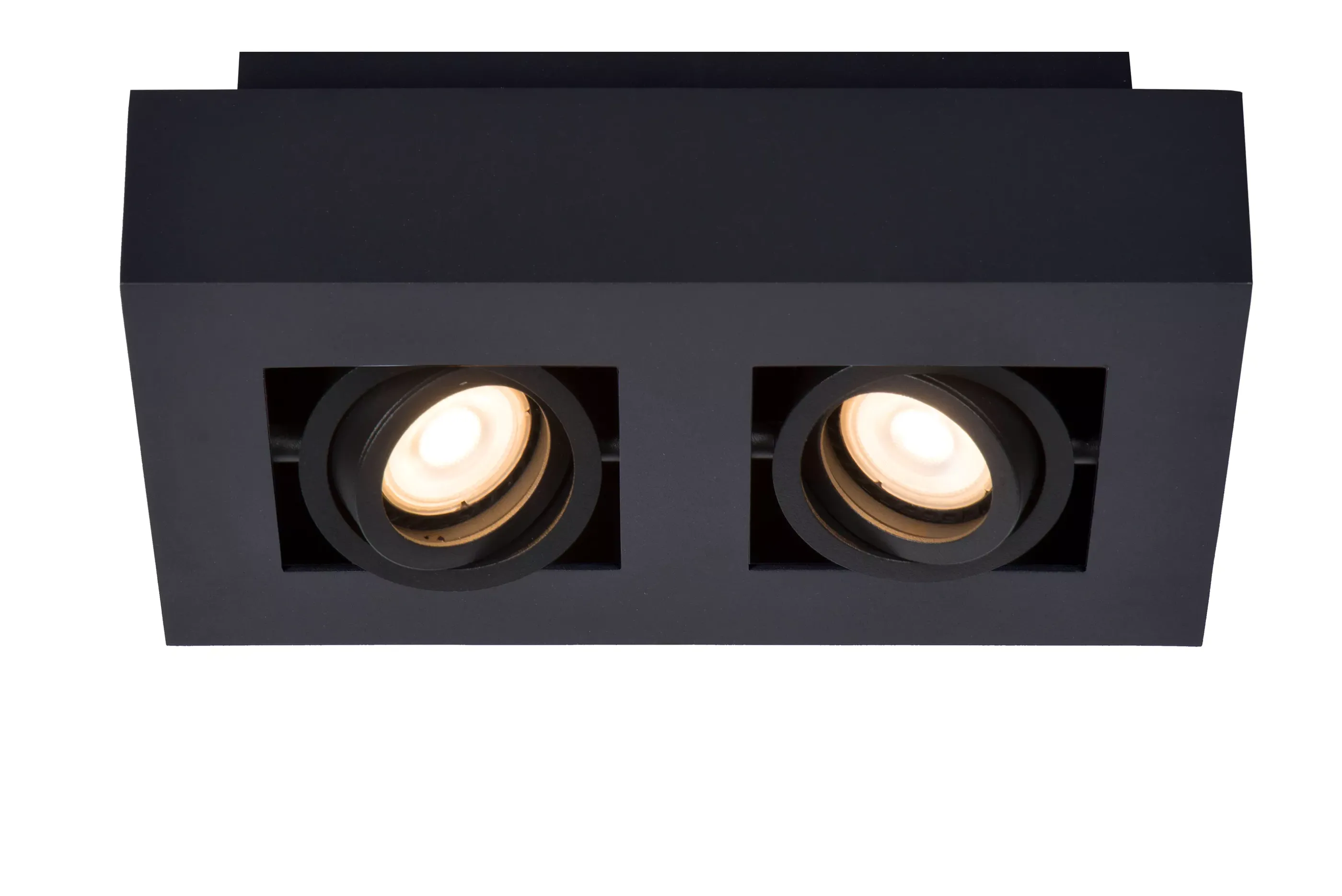 Flash Sale XIRAX - Plafondspot - LED Dim to warm - GU10 - 2x5W 2200K/3000K - Zwart Plafondlampen